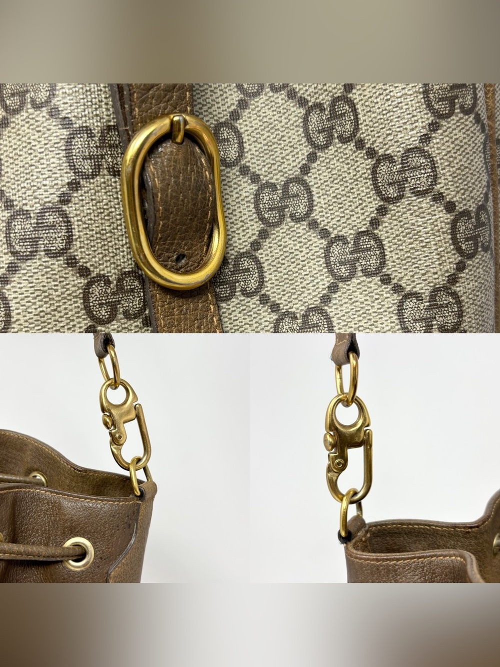 Vintage Gucci Ophidia GG Supreme Web Stripe Drawstring Bucket Bag Crossbody - Picture 13 of 16